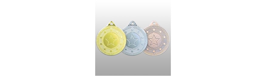 PACK OF 100 BULK BUY 50MM GOLD, SILVER OR BRONZE MEDALS, RIBBON AND CUSTOM LOGO **AMAZING VALUE**